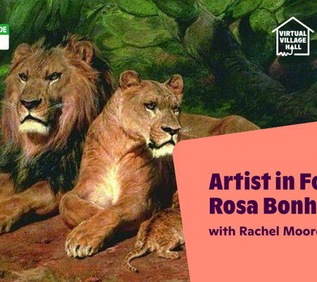 Text reads, "Artist In Focus: Rosa Bonheur with Rachel Moore" over the main image at the top of this page.