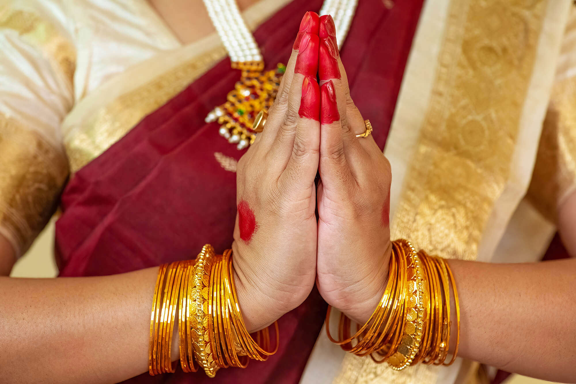 Indian dancer with hands together