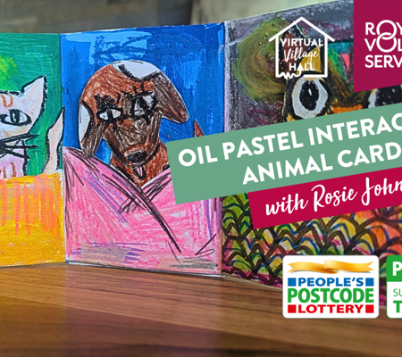 two colourful interaction oil pastel animal cards made by Rosie Johnson