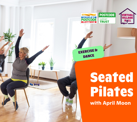 Text reads, "Dementia-Friendly Seated Pilates with April Moon" over the main image at the top of this page