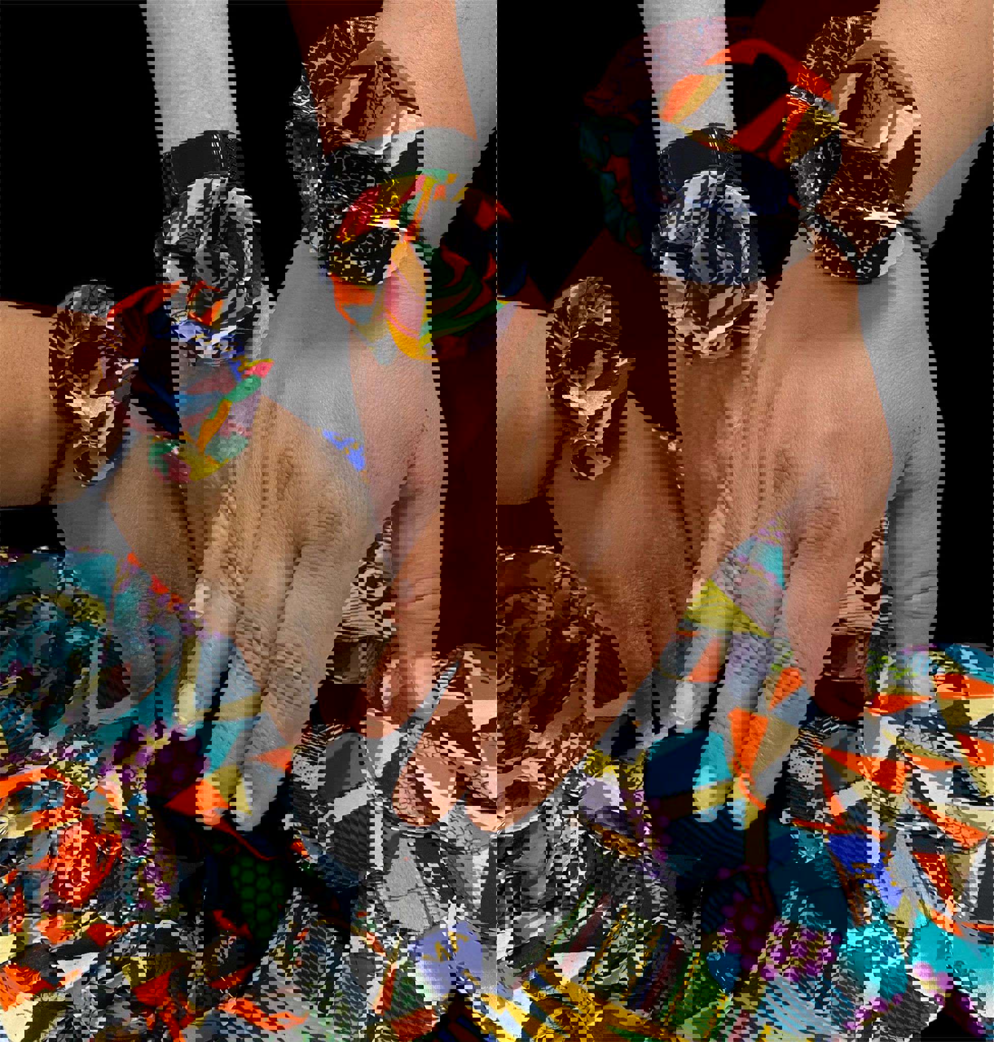 Ankara rosettes made by Lucy Isaiah
