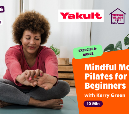 Text reads, "Mindful Mobility Pilates For Beginners with Kerry Green - Get Moving Week" over the main image at the top of this page.