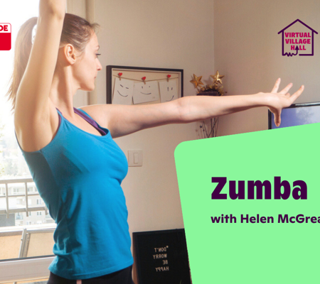 Text reads, "Zumba with Helen Mcgreary" over the main image at the top of this page.