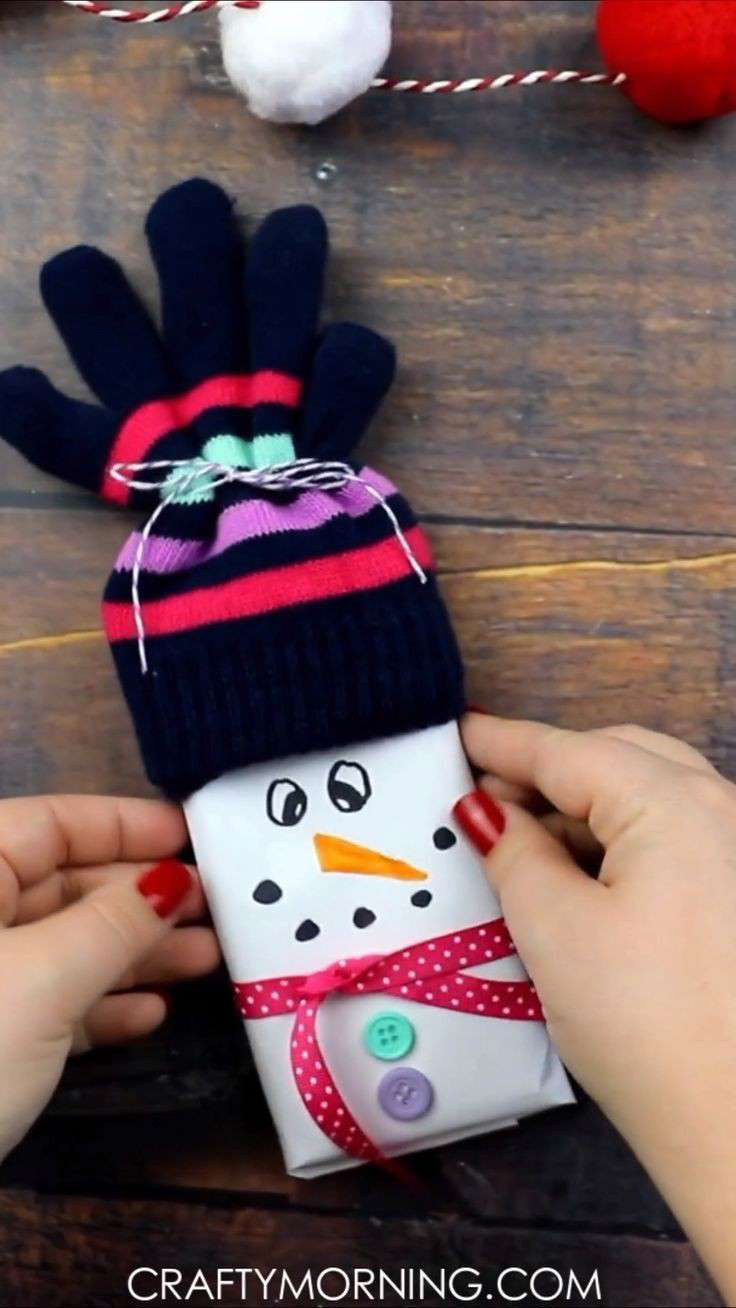 a handmade snowman Christmas gift for kids made by Kate Nisbet