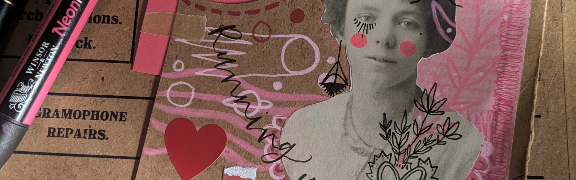 a close up of an old photo collage made by Rosie Johnson