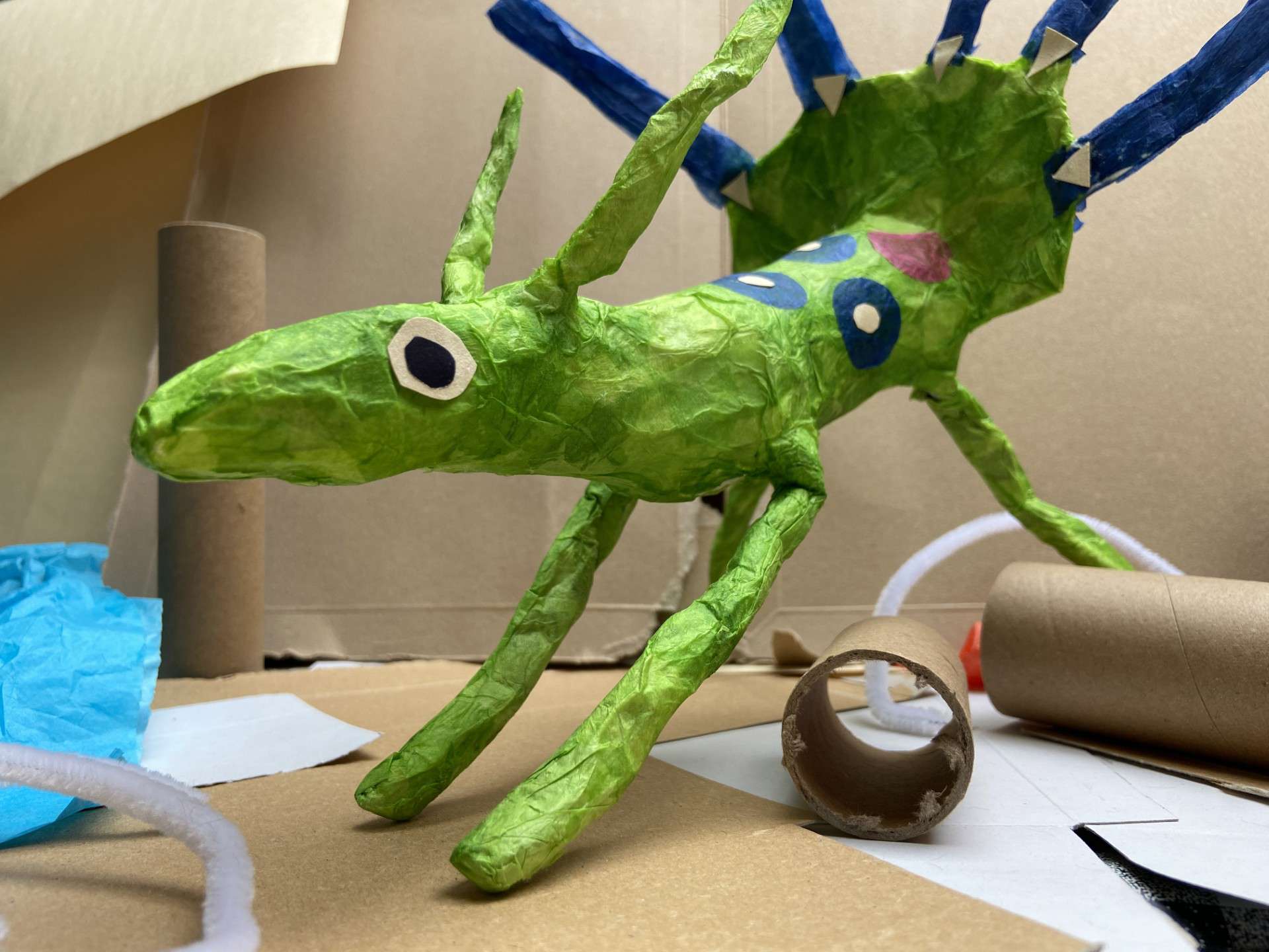 a Papier Mache animal made by Rachel Moore