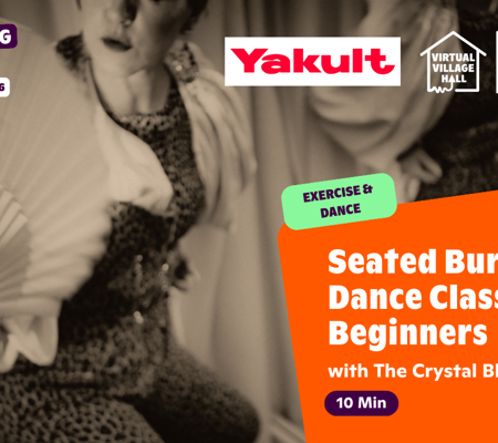 Text reads, "Seated Burlesque Dance Class For Beginners with The Crystal Blossom Sisters - Get Moving Week" over the main image at the top of this page.