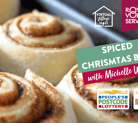 spiced cinnamon swirl buns on a baking tray