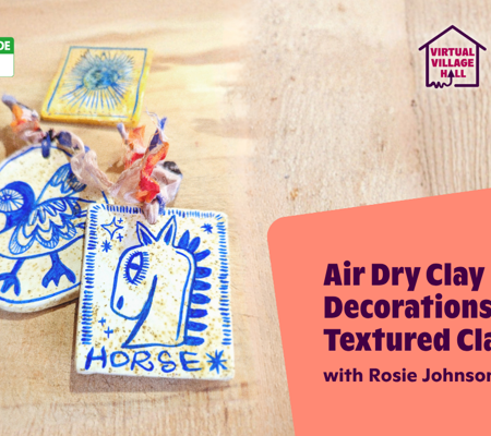 Text reads, "Air Dry Clay Decorations DIY - Textured Clay Craft with Rosie Johnson" over the main image at the top of this page. 
