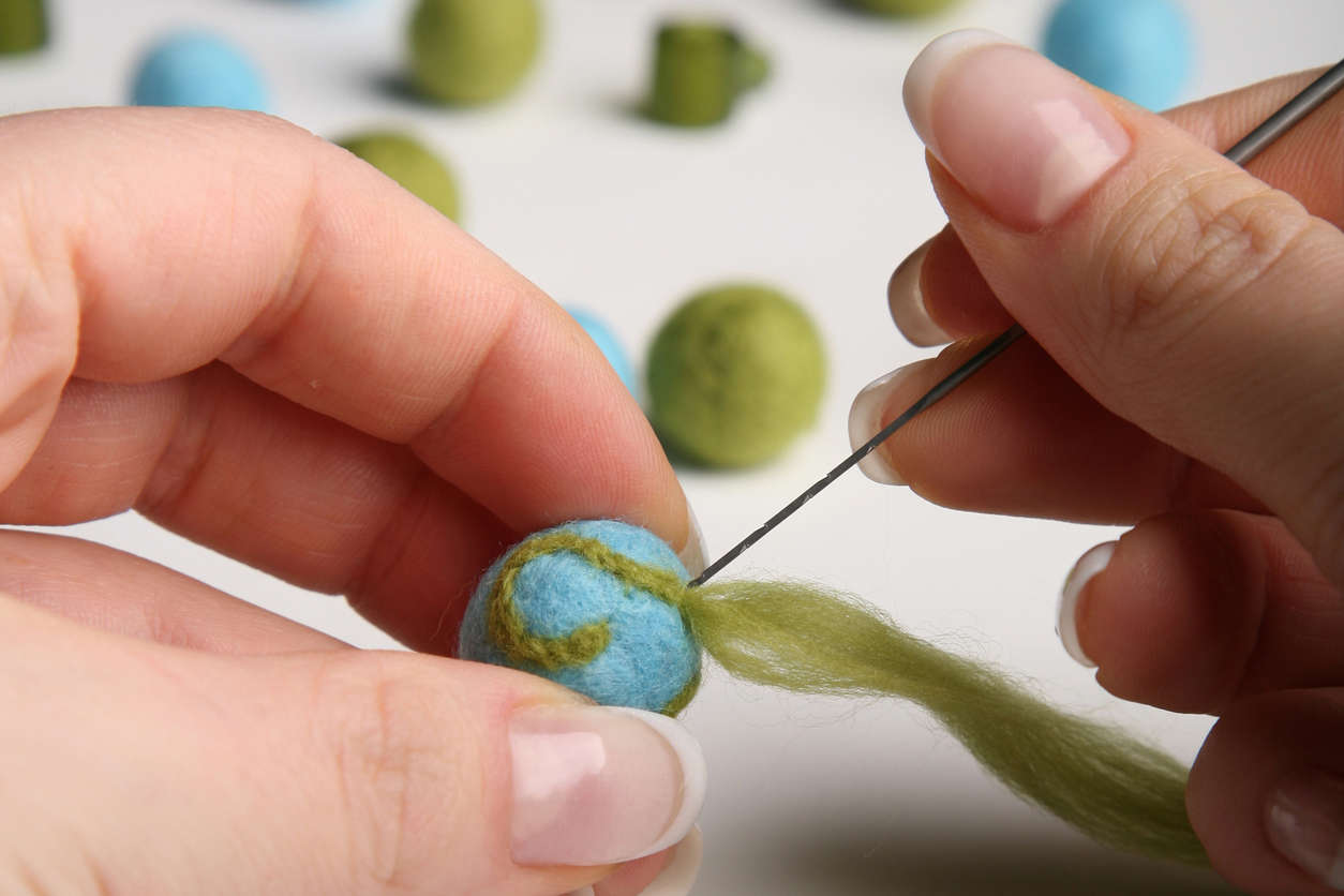 a close up of needle felting