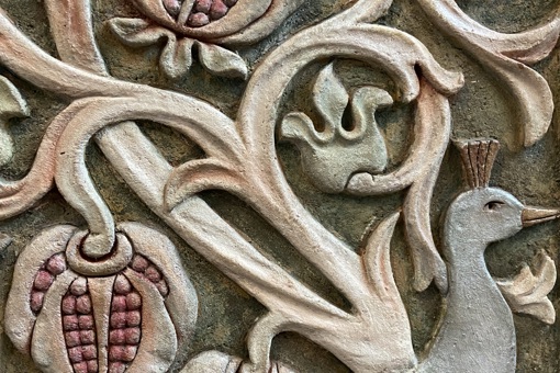 Main Image; Beautiful bas-relief art work by artist and ceramicist, Mary Seton Watts, aka Mary Seton (Fraser) Tytler.
