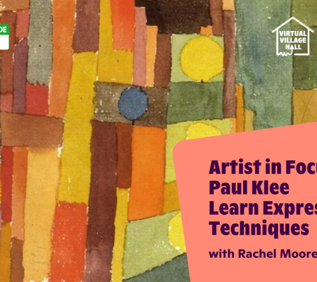 Text reads, "Artist In Focus Paul Klee Learn Expressionism Techniques with Rachel Moore" over the main image at the top of this page