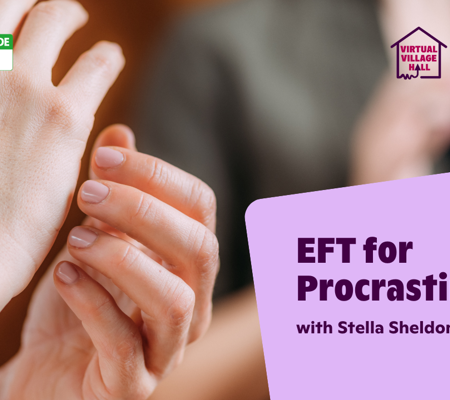 Text reads, "EFT For Procrastination with Stella Sheldon" over the main image at the top of this page.