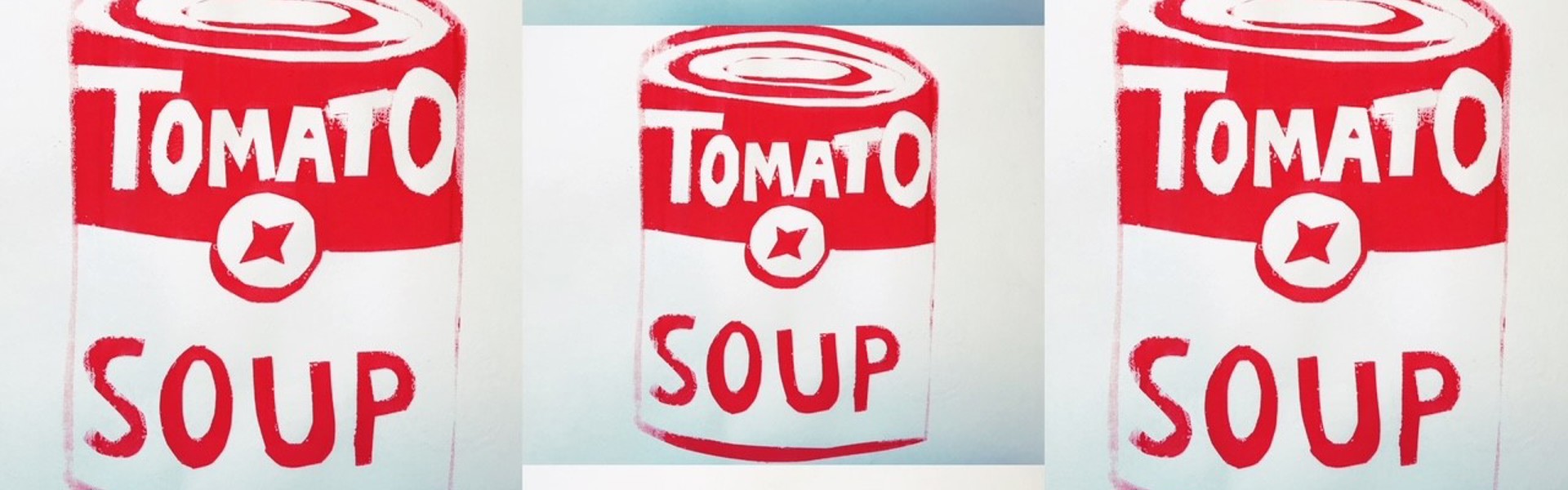 an red and white soup can Andy Warhol inspired print by Rachel Moore