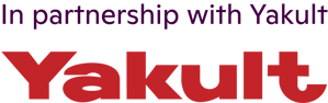 Red Yakult logo. Text reads, "In partnership with Yakult"