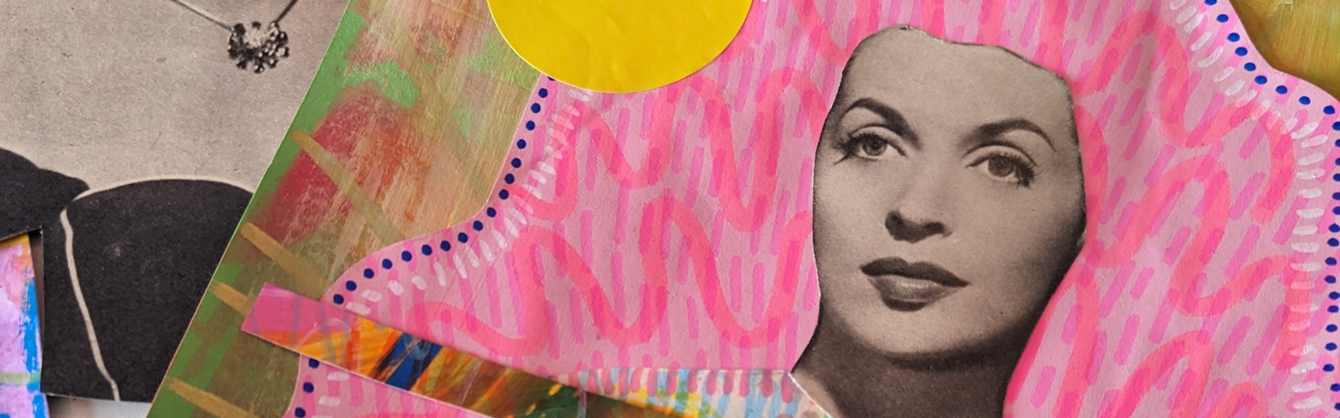 a close up of mixed media cut out wall art made by Rosie Johnson