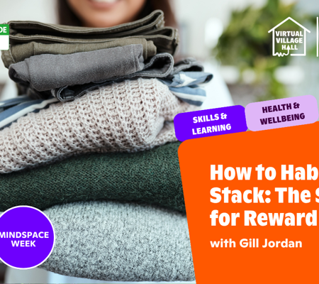 Text reads, "How To Habit Stack: The Six R’S For Reward with Gill Jordan" over the main image at the top of this page.