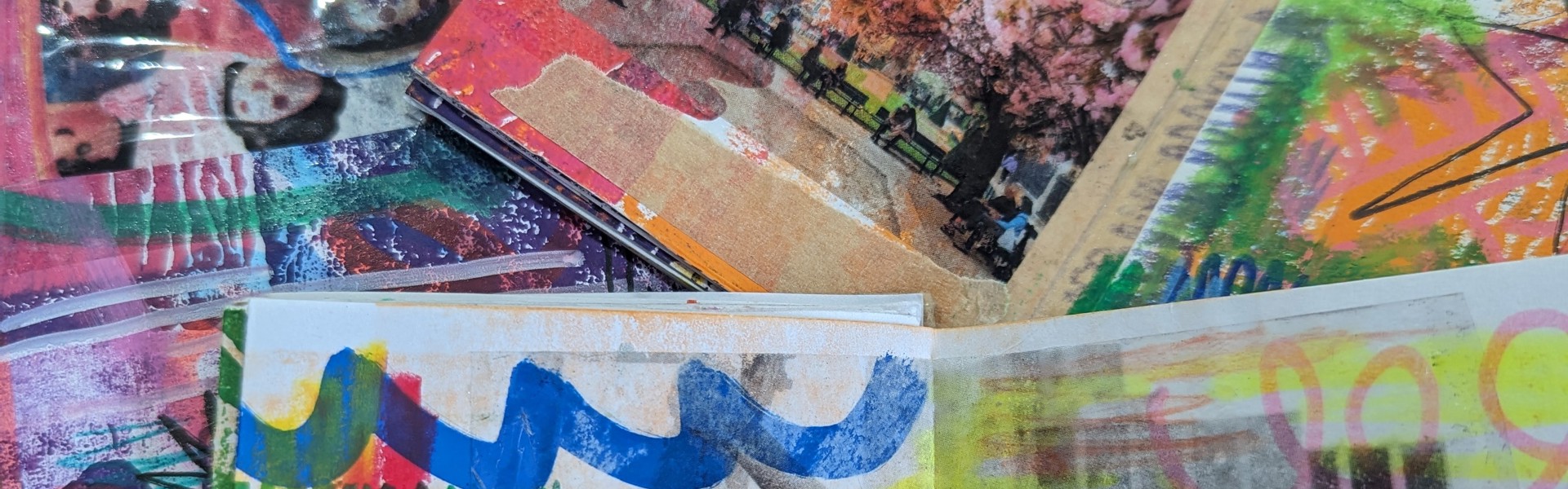 a close up of sticky tape transfer art made by Rosie Johnson