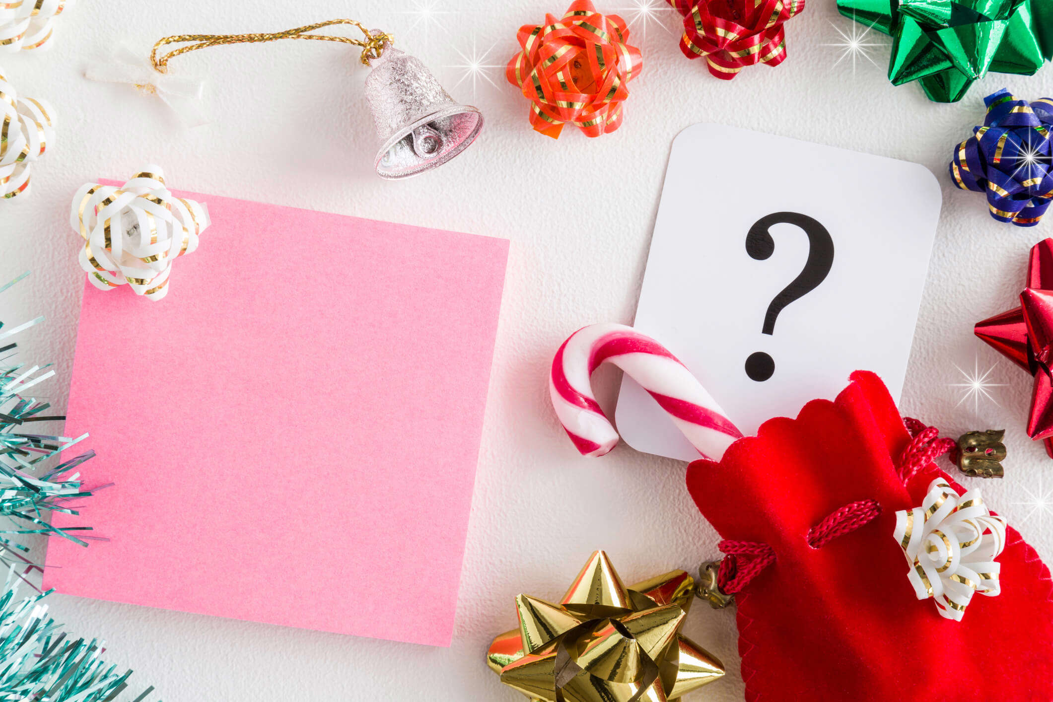 various Christmas quiz themed items on a white background