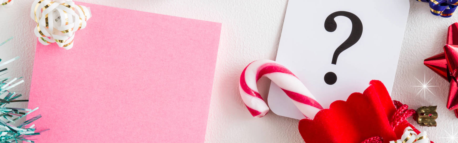 various Christmas quiz themed items on a white background