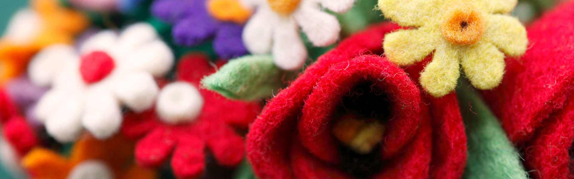 a bouquet of felt flowers