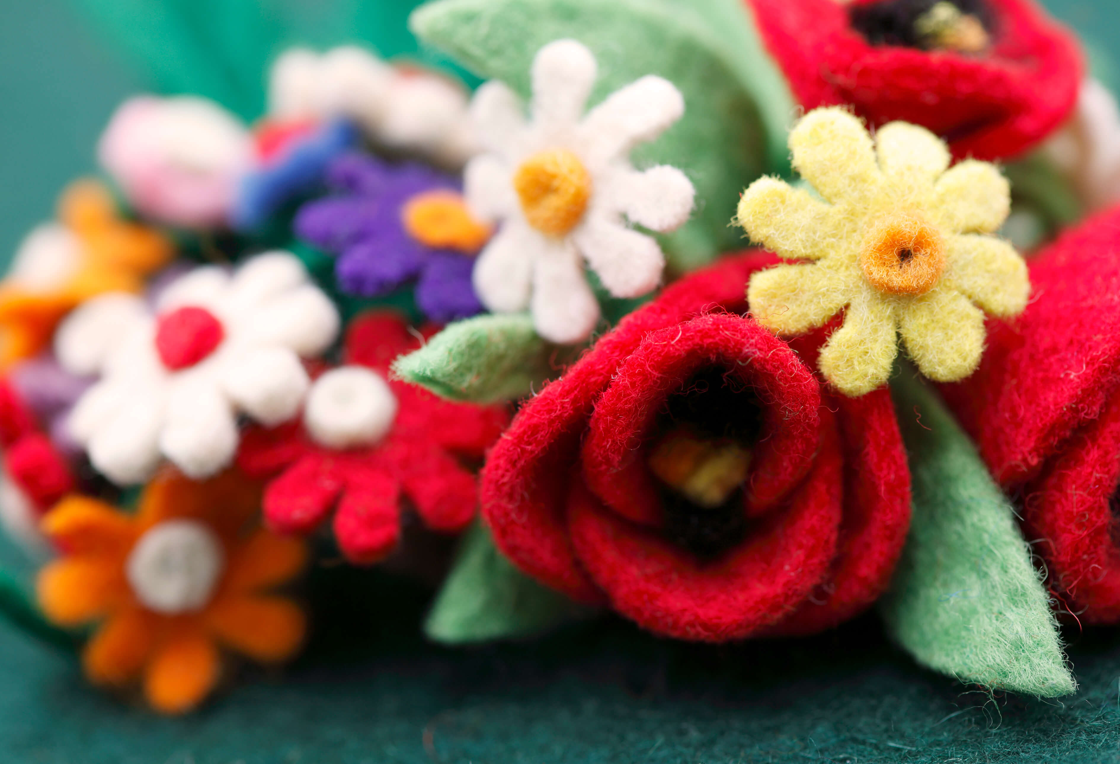 a bouquet of felt flowers