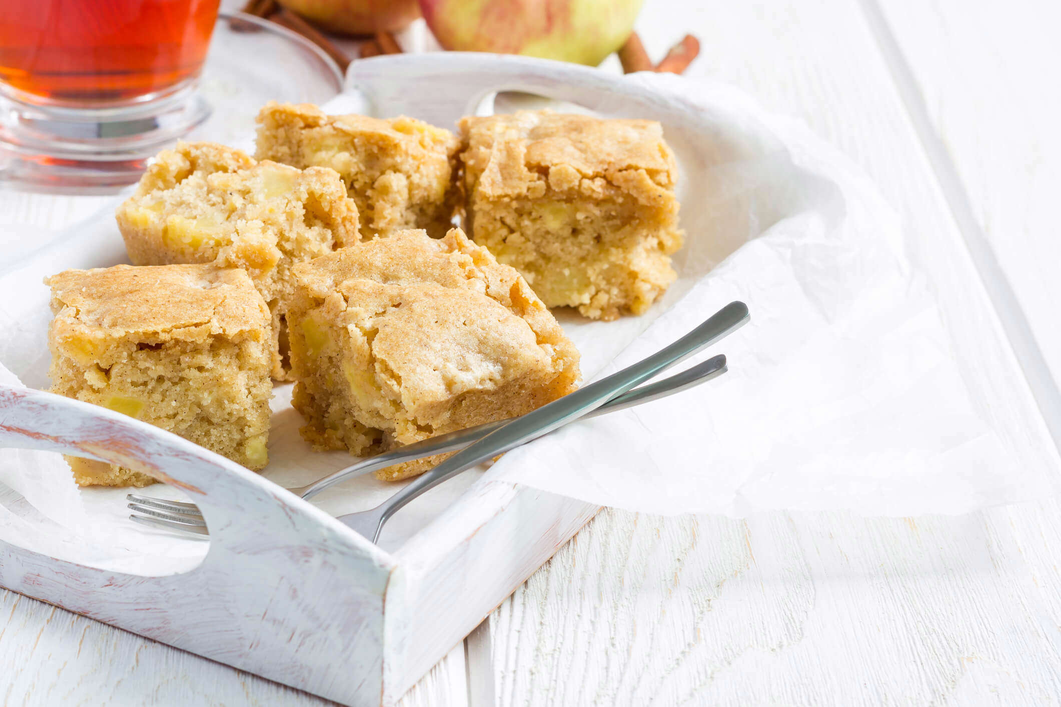 homemade blondies on a white serving tray