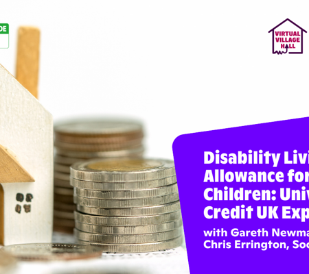 Text reads, "Disability Living Allowance For Children Universal Credit UK Explained with Gareth Newman and Chris Errington, Society Matters" over the main image at the top of this page.