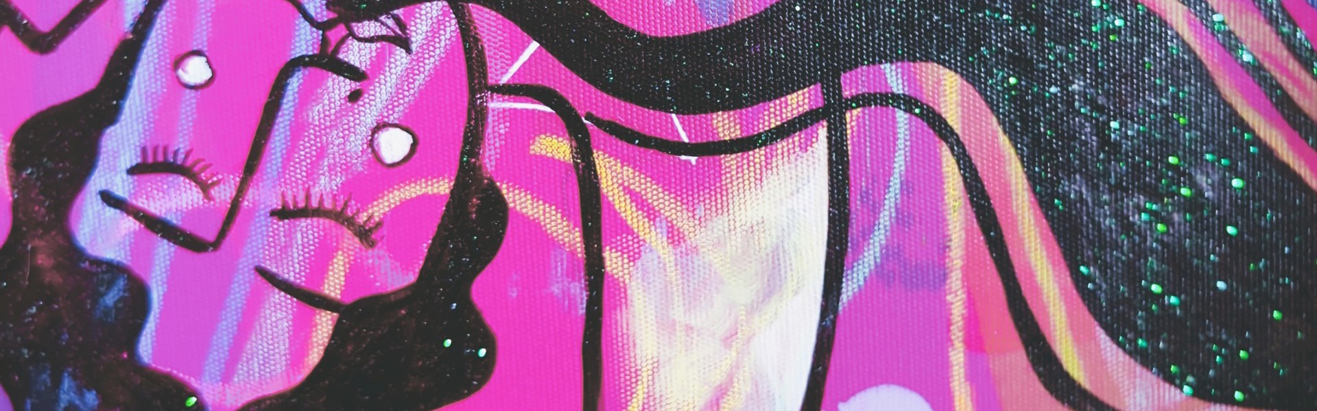 Main image: a close up photo of Rosie's Doodle Art for Beginners - in pink, purple and yellow with black doodle shapes and 'breathe' written in fancy writing.