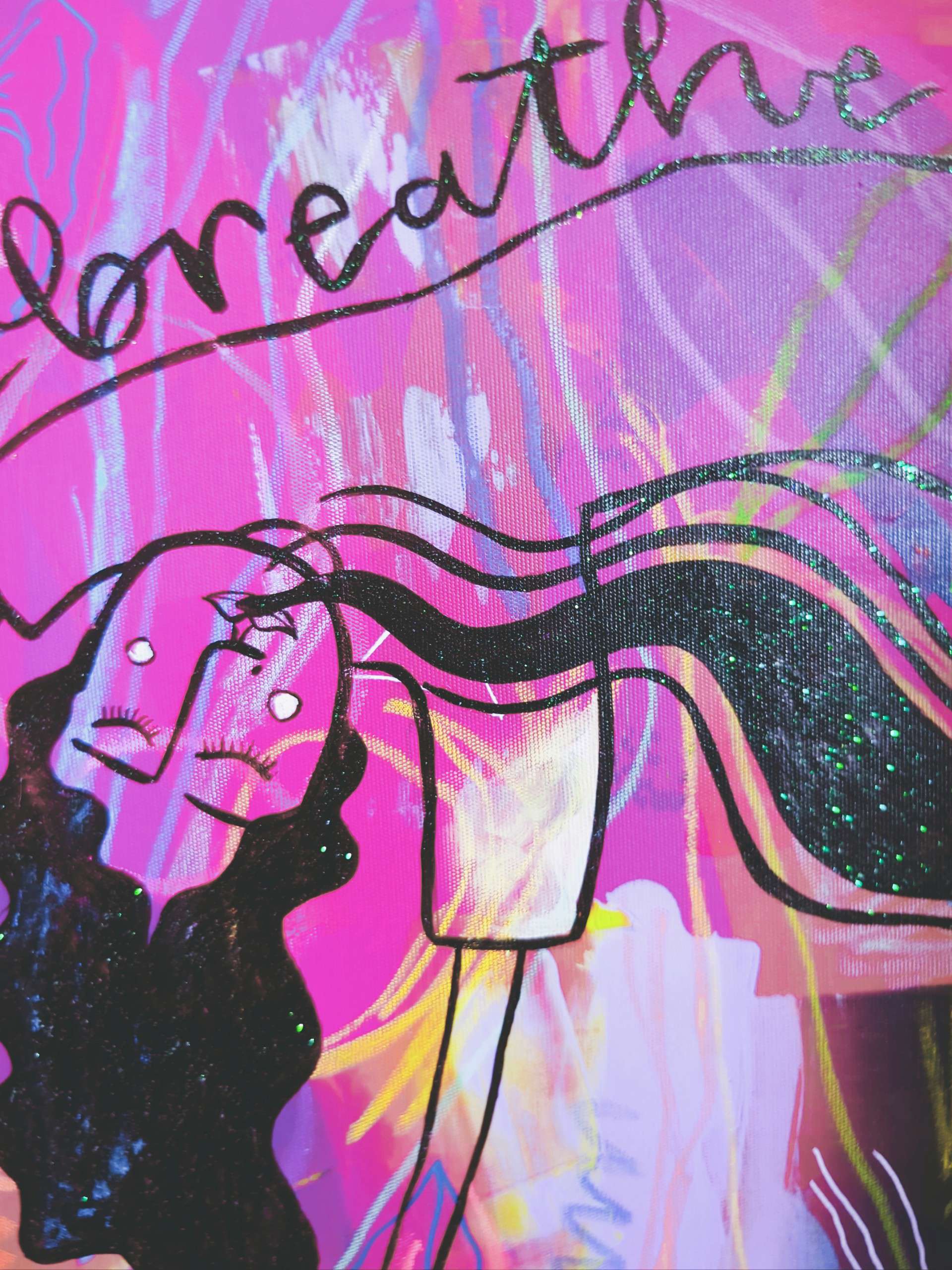 Main image: a close up photo of Rosie's Doodle Art for Beginners - in pink, purple and yellow with black doodle shapes and 'breathe' written in fancy writing.