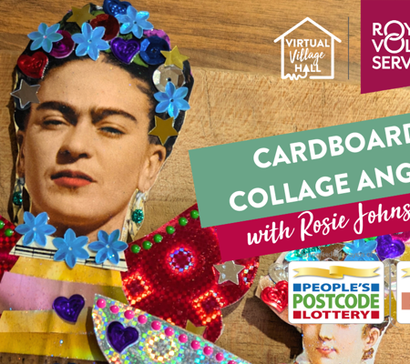 a Frida Kahlo themed collage cardboard Christmas angel decoration