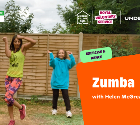 Text reads, "National Fitness Day 25 - Zumba with Helen McGreary" over the main image at the top of this page.