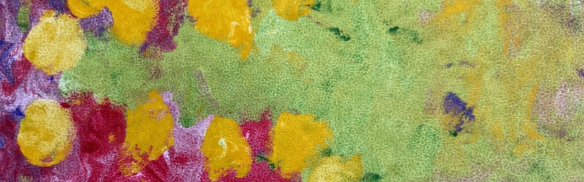 a summer garden scene in print