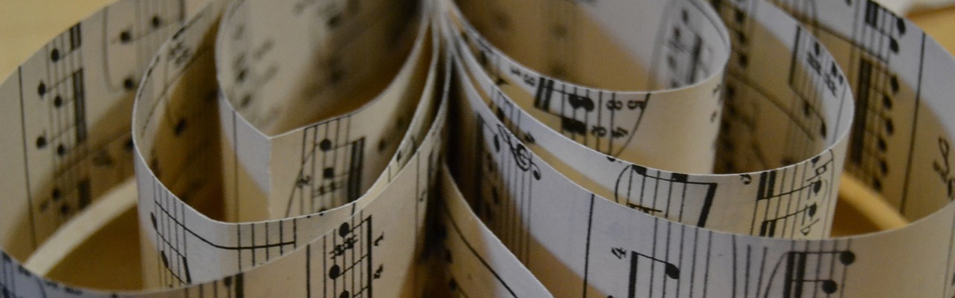 A close up of recycled music paper