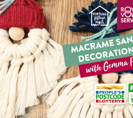 a close up of Macramé Santa decorations made by Gemma Forde