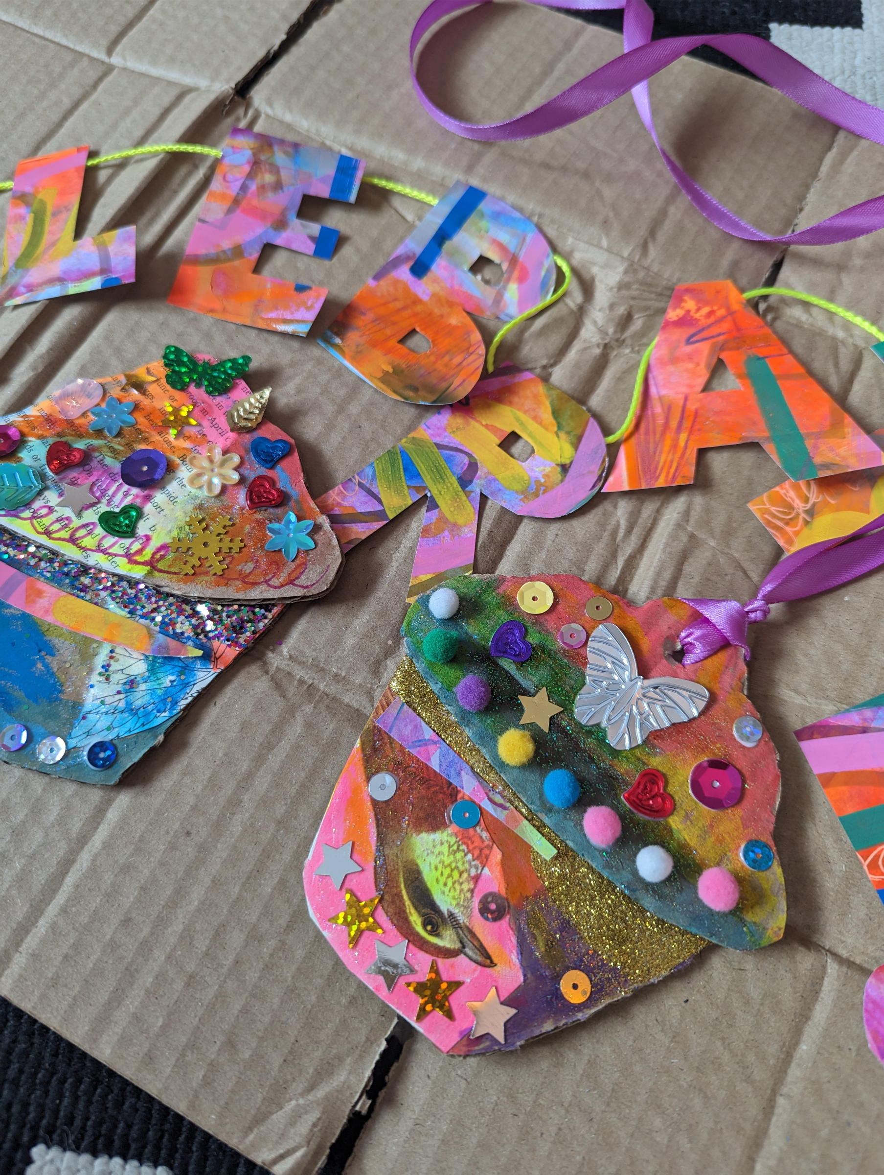 handmade multicoloured birthday bunting made by Rosie Johnson