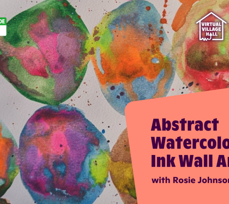 Text reads, "Abstract Watercolour And Ink Wall Art with Rosie Johnson" over the main image at the top of this page