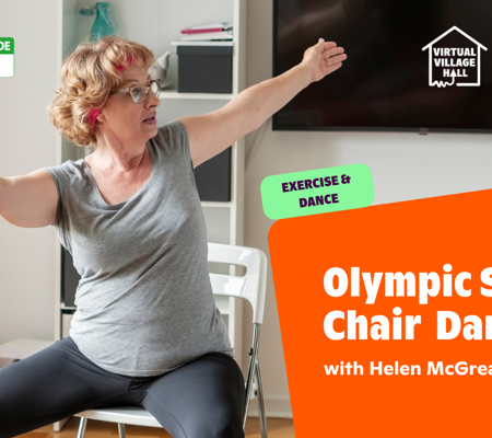 Text reads, "Olympic Sports Chair Dance with Helen McGreary" over the main image at the top of this page.