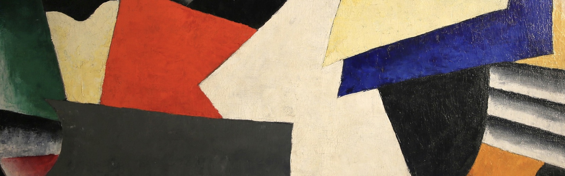Main image: Painterly Architectonic - art piece by Lyubov Popova, a mix of geometric shapes in bright colours - inspired by the cubism movement.