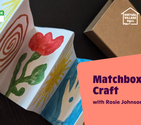 Text reads, "Matchbox Book Craft with Rosie Johnson" over the main image at the top of this page.