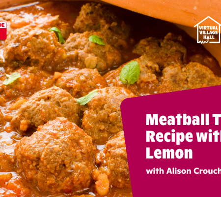 Text reads, "Meatball Tagine Recipe With Lemon with Alison Crouch" over the main image at the top of this page.