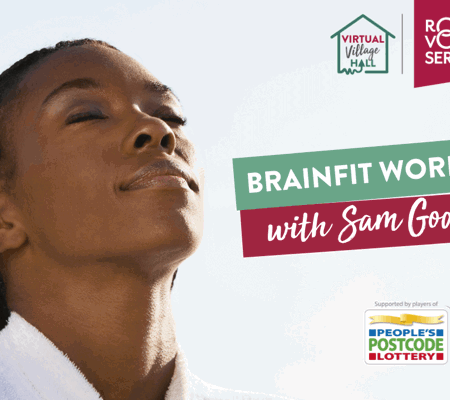 a woman with her eyes closed against a blue sky background