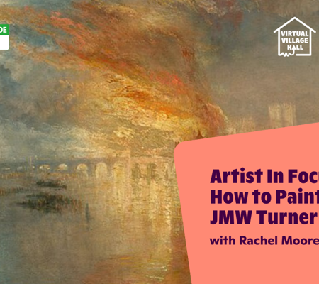 Text reads, "Artist In Focus How To Paint Like JMW Turner with Rachel Moore" over the main image at the top of this page