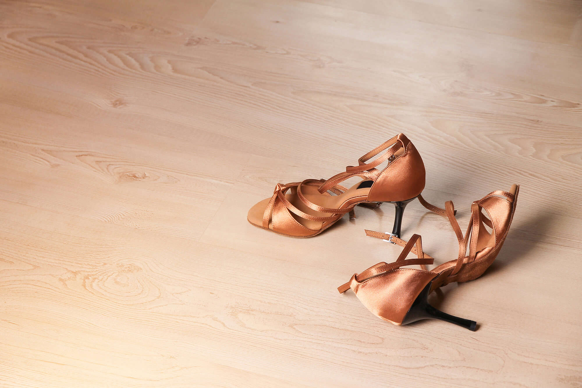 A pair of dancing shows on the floor
