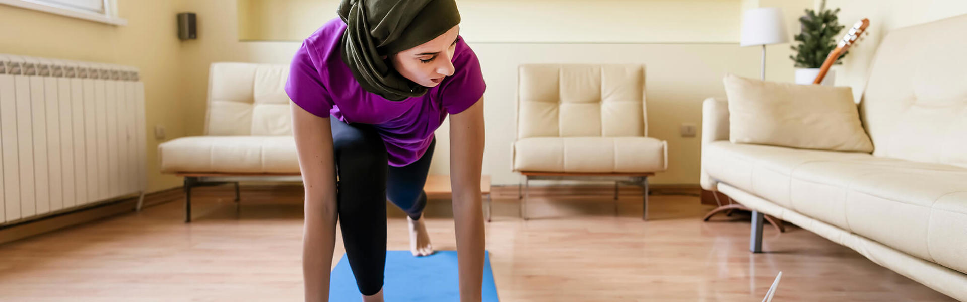 Someone doing pilates at home