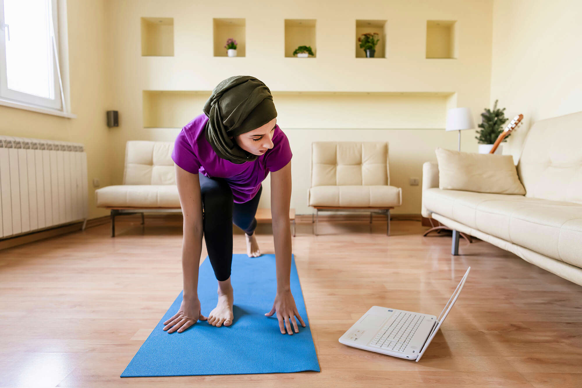 Someone doing pilates at home