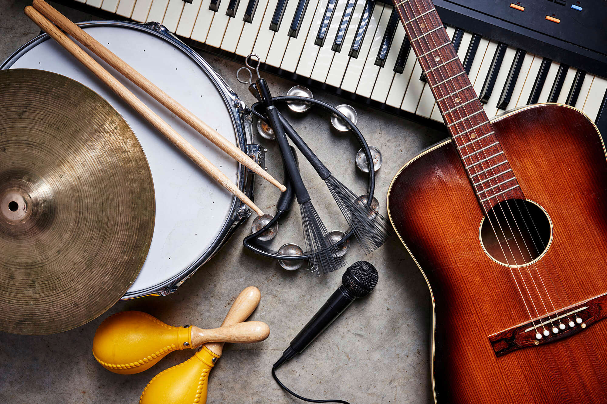 A variety of musical instruments 