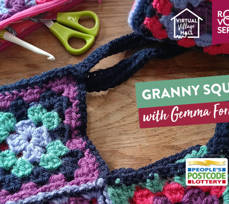 a crochet bag made from handmade crochet granny squares