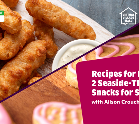 Text reads, "Recipes For Kids 2 Seaside Themed Snacks For Summer with Alison Crouch" over the main image at the top of this page.