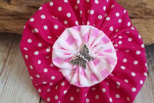 Hand made pink and red fabric flowers by Kate Nisbet